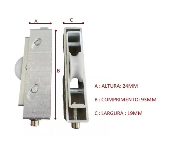 Roldana Rodizio Côncavo Simples Trilho Suprema (60kg) - Image 2